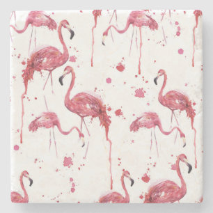 Flamingo Aquarellmuster, lebendiges Design. Steinuntersetzer