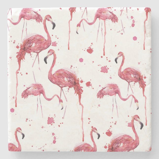 Flamingo Aquarellmuster, lebendiges Design. Steinuntersetzer (Vorderseite)