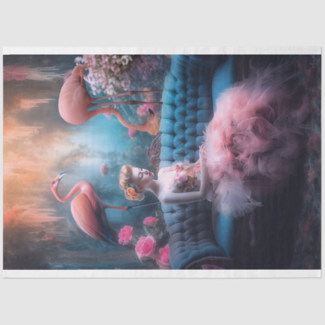 Flamingo Arcadia, Girl der 50er Jahre, Ethereal Ga Seidenpapier (Vorderseite)