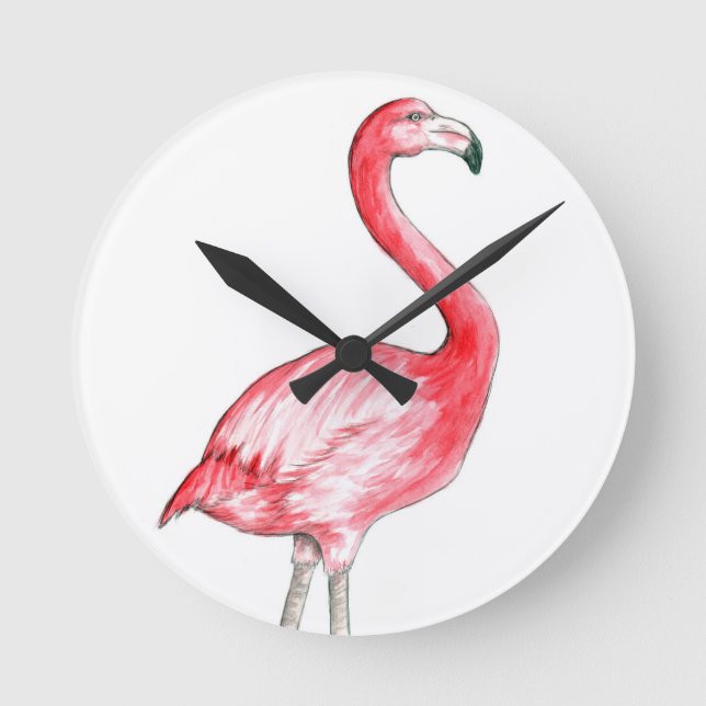 Flamingo Art Runde Wanduhr (Vorderseite)