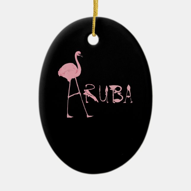Flamingo Aruba Keramik Ornament (Vorne)