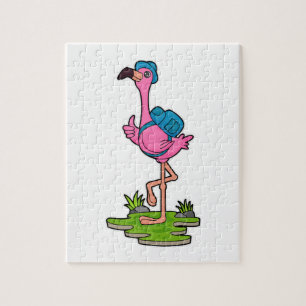 Flamingo as Hiker with Backpack Puzzle