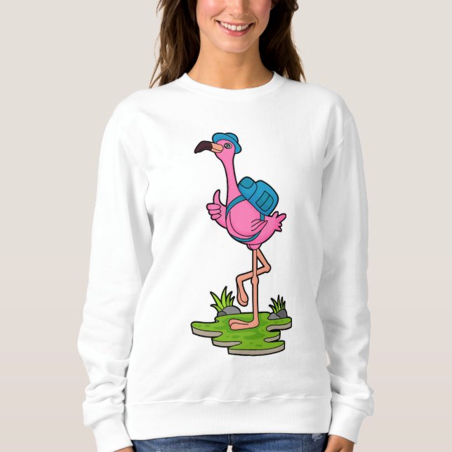 Flamingo as Hiker with Backpack Sweatshirt (Vorderseite)