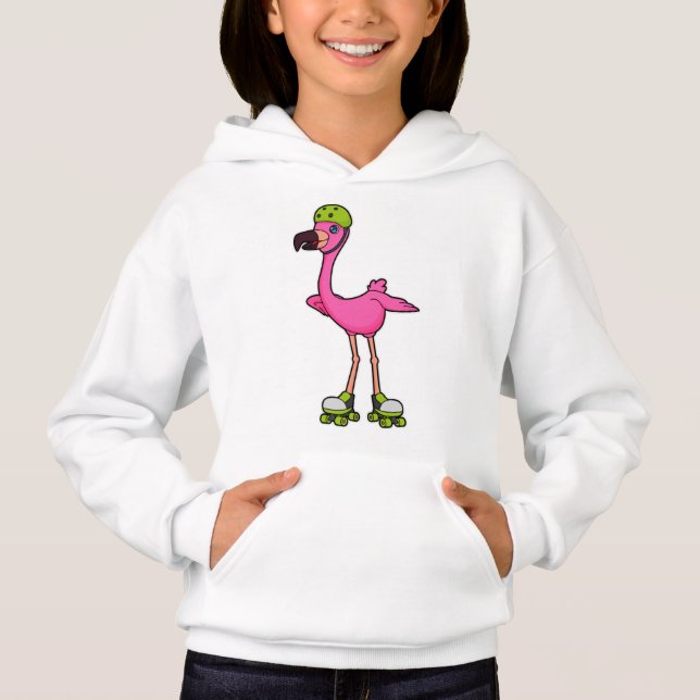 Flamingo as Skater with Roller skates & Helmet Hoodie (Vorderseite)