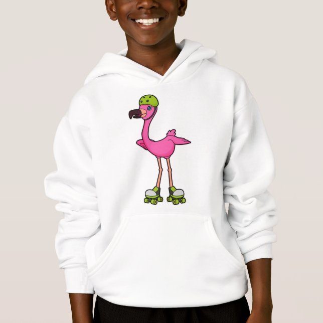 Flamingo as Skater with Roller skates & Helmet Hoodie (Vorderseite)