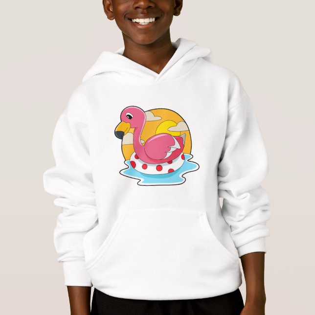 Flamingo at Swimming with Lifebuoy Hoodie (Vorderseite)