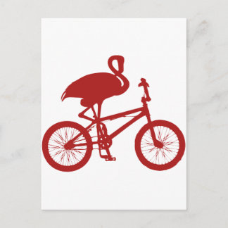 Flamingo auf der Silhouette des Fahrrads Postkarte