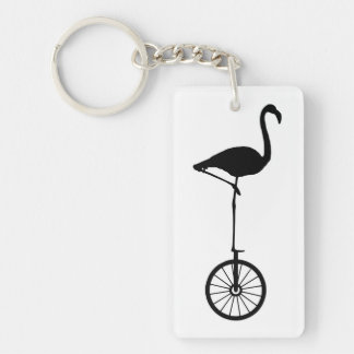 Flamingo auf einer Rad-schrulligen Silhouette Schlüsselanhänger