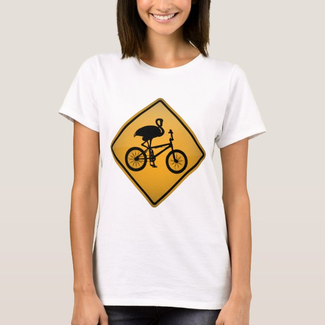 Flamingo auf Fahrrad T-Shirt (Vorderseite)