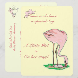 Flamingo auf gelbem Baby Einladung