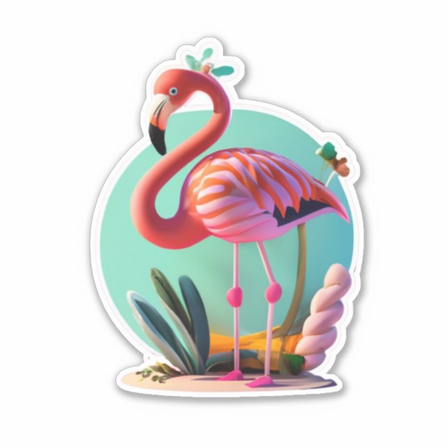 Flamingo-Aufkleber für Laptops und Mobiltelefone Aufkleber (Vorderseite)