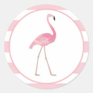 Flamingo-Aufkleber-Rosa-Streifen Runder Aufkleber