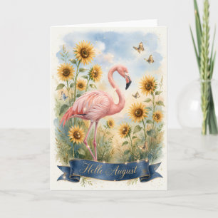 Flamingo August Karte -- Hallo August Karte