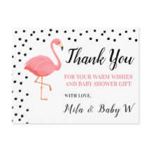 Flamingo Baby Dusche Danke Post Card