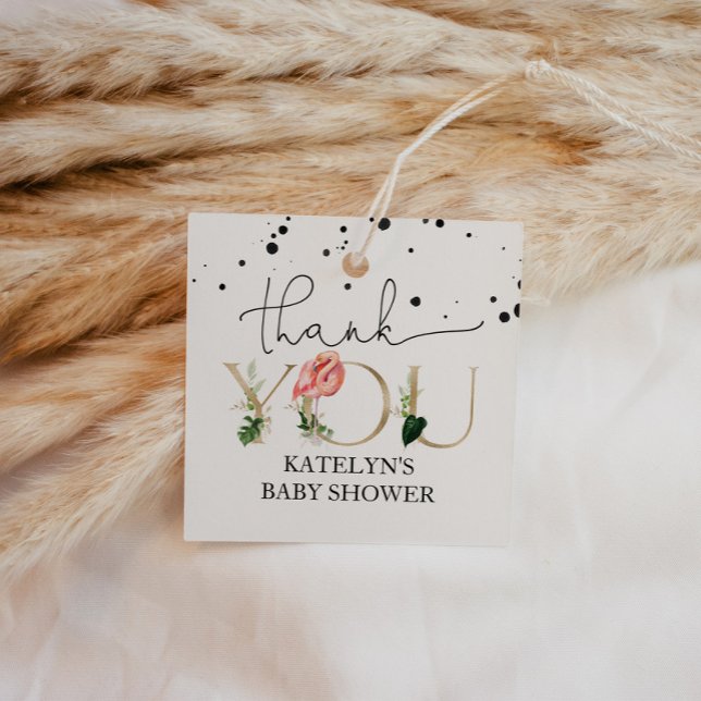 Flamingo Baby Dusche Danke Tag Geschenkanhänger (Von Creator hochgeladen)