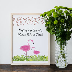 Flamingo Baby Dusche Leckereien Party Zeichen Poster