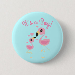 Flamingo Baby Dusche Niedlich Tropical Es ist ein  Button