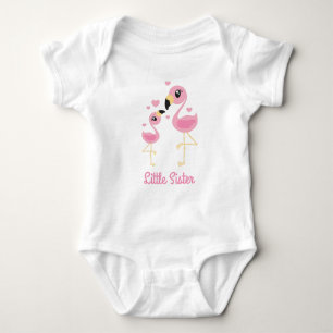 Flamingo Baby Dusche Niedlich Tropical Little Sist Baby Strampler