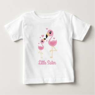 Flamingo Baby Dusche Niedlich Tropical Little Sist T-shirt
