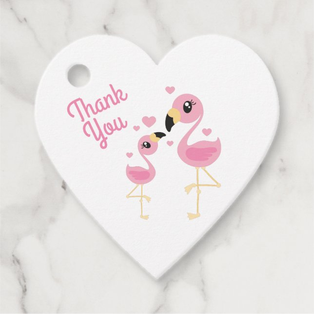 Flamingo Baby Dusche Niedlich tropische Geschenkanhänger (Vorderseite)