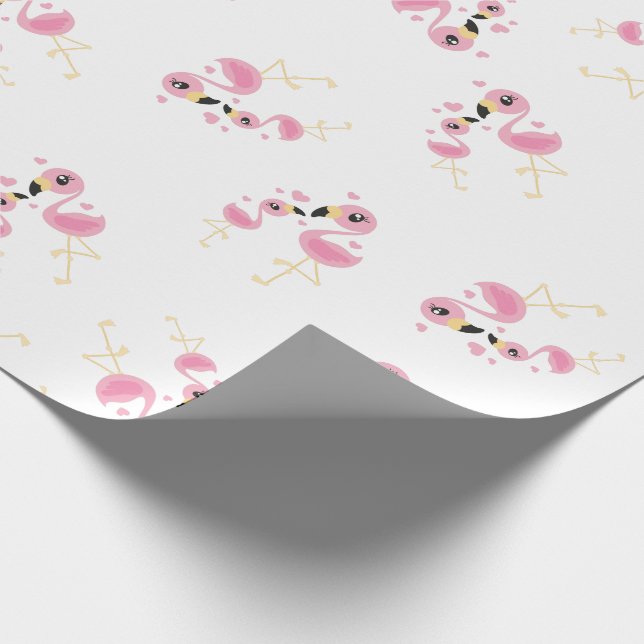 Flamingo Baby Dusche Niedlich tropische Geschenkpapier (Ecke)