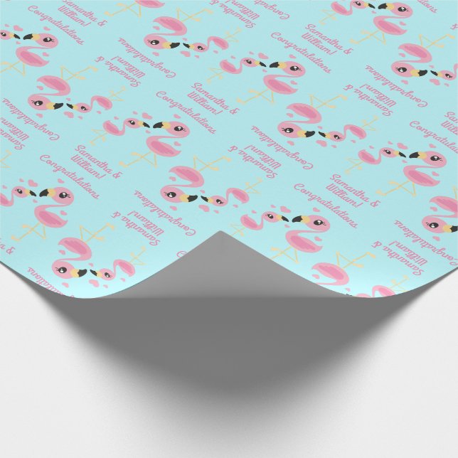 Flamingo Baby Dusche Niedlich tropische Geschenkpapier (Ecke)