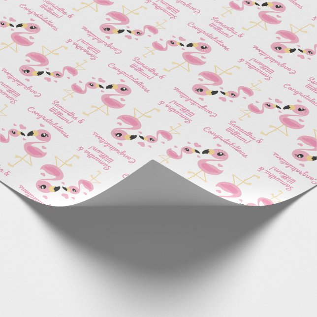 Flamingo Baby Dusche Niedlich tropische Geschenkpapier (Ecke)