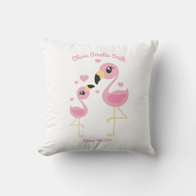 Flamingo Baby Dusche Niedlich tropische Kissen (Vorderseite)