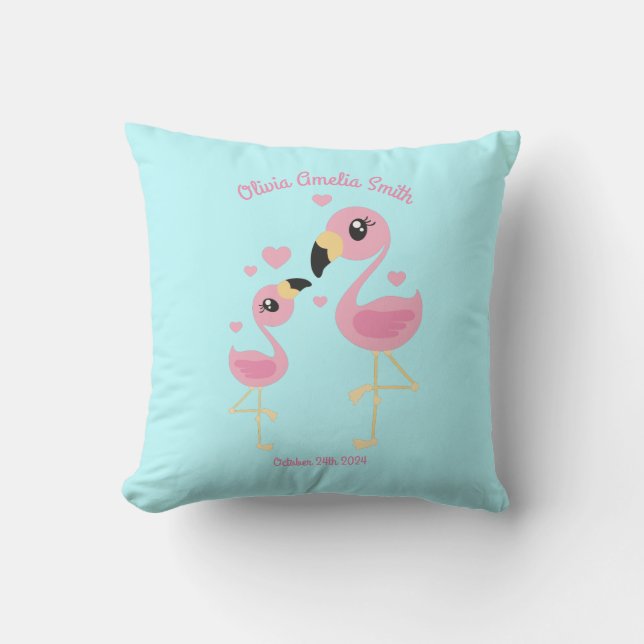 Flamingo Baby Dusche Niedlich tropische Kissen (Vorderseite)