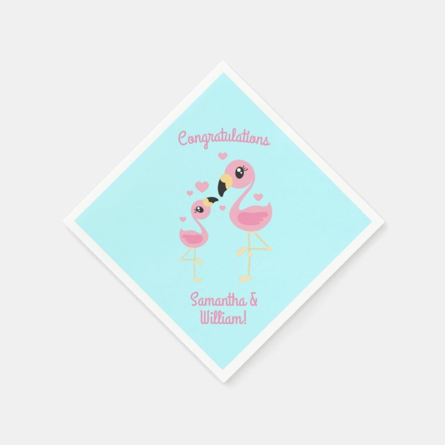 Flamingo Baby Dusche Niedlich tropische Serviette (Ecke)
