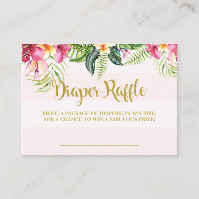 Flamingo Baby Dusche Windel Gewinnspiel Beilage Ka Begleitkarte (Vorderseite)