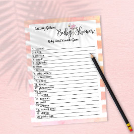 Flamingo Baby Shower Baby Word Search Game Einladung
