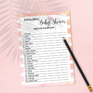 Flamingo Baby Shower Baby Word Search Game Einladung