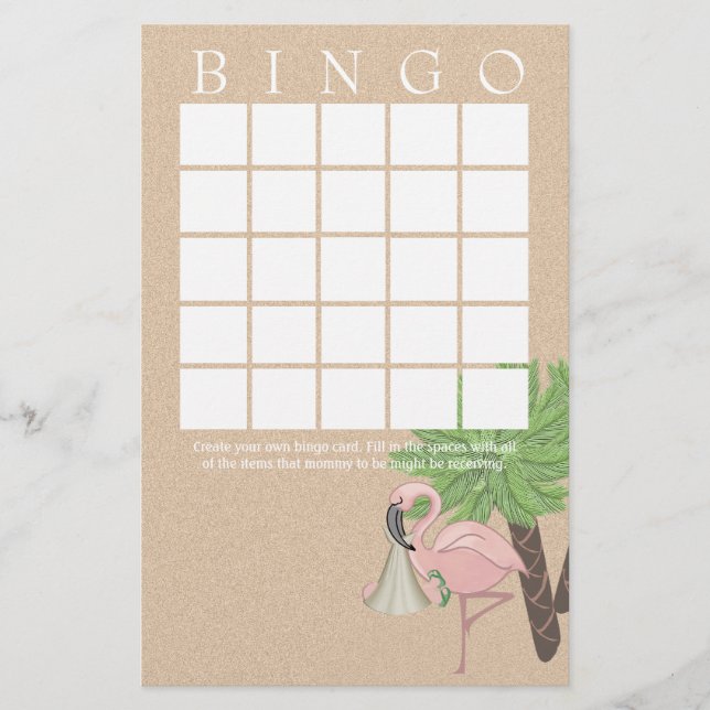 Flamingo Baby Shower Bingo Card (Vorderseite)