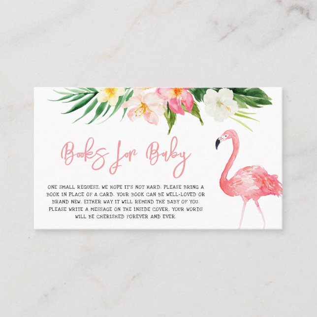 Flamingo Baby Shower Books for Baby Visitenkarte (Vorderseite)