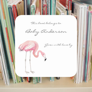 Flamingo Baby Shower Buchzeichen Aufkleber