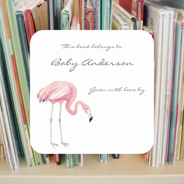 Flamingo Baby Shower Buchzeichen Aufkleber (Von Creator hochgeladen)