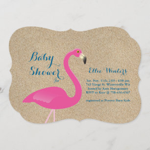Flamingo Baby Shower Einladung - Beach Sand