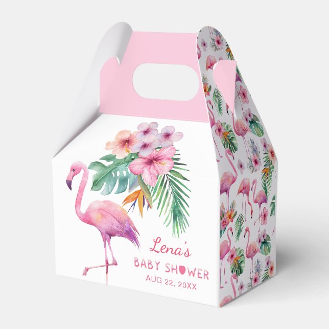 Flamingo Baby Shower Fevor Box - Tropical Pink Geschenkschachtel (Rückseite)