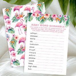 Flamingo Baby Shower Word Scramble Game Begleitkarte