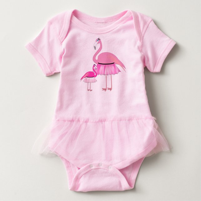 Flamingo Baby Tutu Bodysuit Strampler (Vorderseite)
