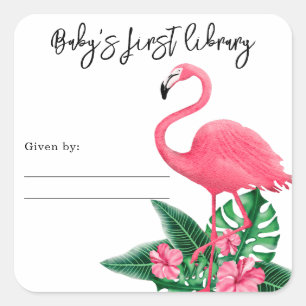 Flamingo - Babys erste Bibliothek Quadratischer Aufkleber
