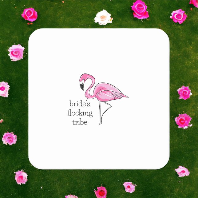 Flamingo Bachelorette Bridesmaid Flocking Tribe Rechteckiger Pappuntersetzer (Von Creator hochgeladen)