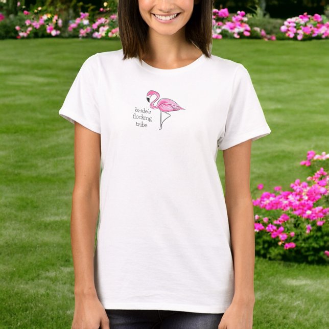 Flamingo Bachelorette Bridesmaid Flocking Tribe T-Shirt (Von Creator hochgeladen)