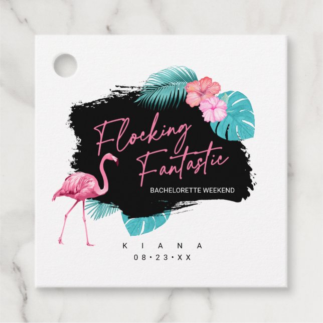 Flamingo Bachelorette Flocking Fantastic V2 ID930 Geschenkanhänger (Vorderseite)