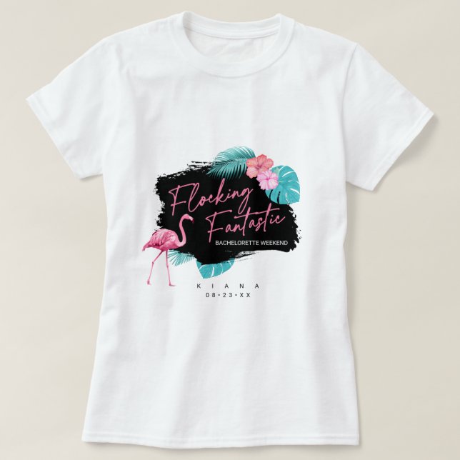 Flamingo Bachelorette Flocking Fantastic V2 ID930 T-Shirt (Design vorne)