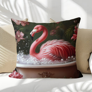 Flamingo-Badewanne Blumige Tropische Kunst Kissen