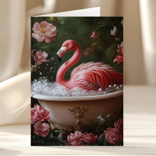 Flamingo-Badewanne Blumige Tropische Kunst zum Geb Karte