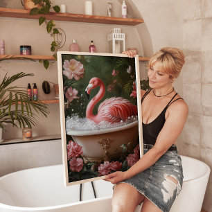 Flamingo-Badewanne Florale Tropische Wandkunst Poster