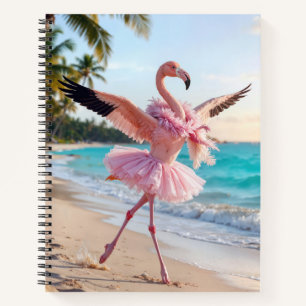 Flamingo-Ballerina in einem rosa Tutu am Strand Notizbuch
